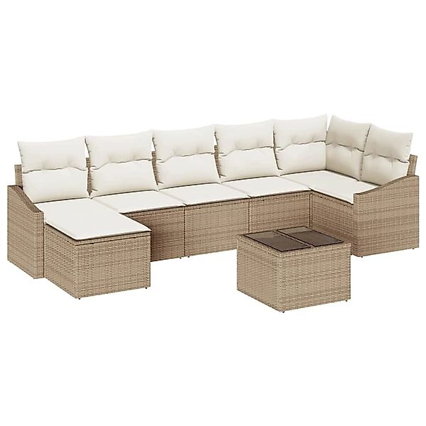 vidaXL Garten-Sofa-Set 8-Tlg Beige Poly Rattan 3346821 günstig online kaufen