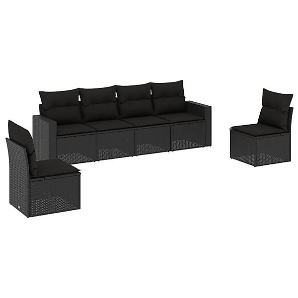 vidaXL 6-Tlg Garten-Sofagarnitur mit Kissen Schwarz Poly Rattan 3251142 günstig online kaufen