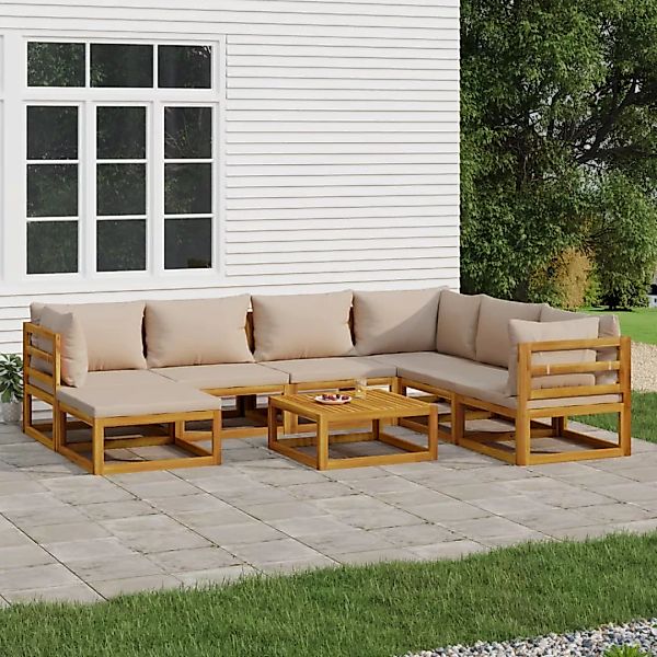 Vidaxl 8-tlg. Garten-lounge-set Mit Taupe Kissen Massivholz günstig online kaufen