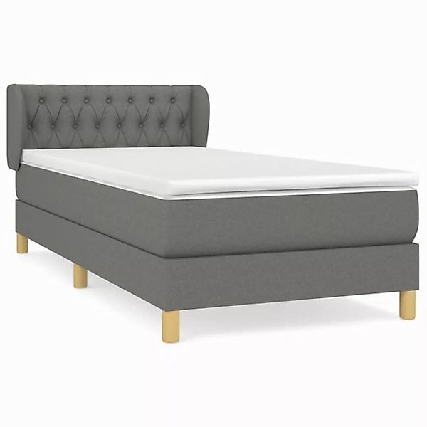 vidaXL Boxspringbett Boxspringbett mit Matratze Dunkelgrau 90x200 cm Stoff günstig online kaufen