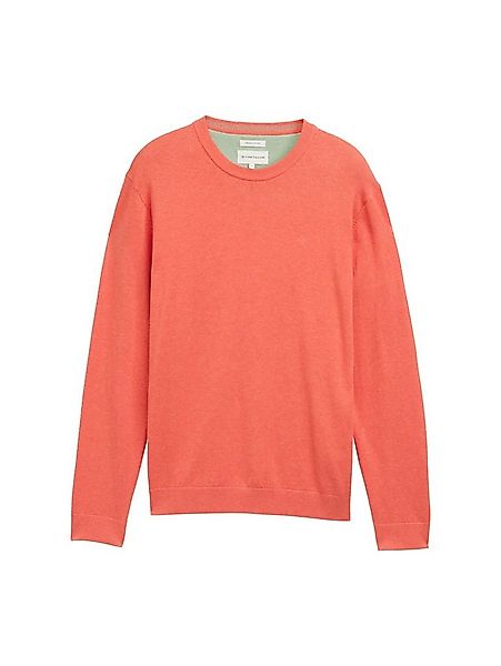 TOM TAILOR Strickpullover basic crewneck knit coral red melange günstig online kaufen