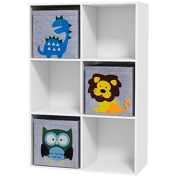 ZONEKIZ Kinderregal Kinder Bücherregal mit 3 Aufbewahrungsboxen Spielzeugre günstig online kaufen
