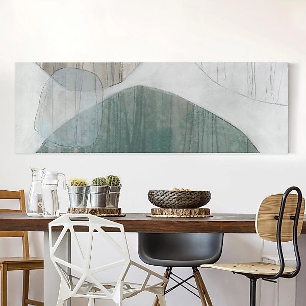 Leinwandbild Abstrakt - Panorama Jadesteine I günstig online kaufen
