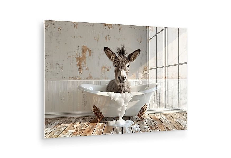 MuchoWow Acrylglasbild Esel - Tiere - Badewanne - Schaumstoff, Inkl. Aufhän günstig online kaufen