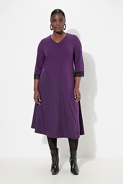 Ulla Popken Midikleid Punto-Kleid A-Linie Tafteinsatz günstig online kaufen
