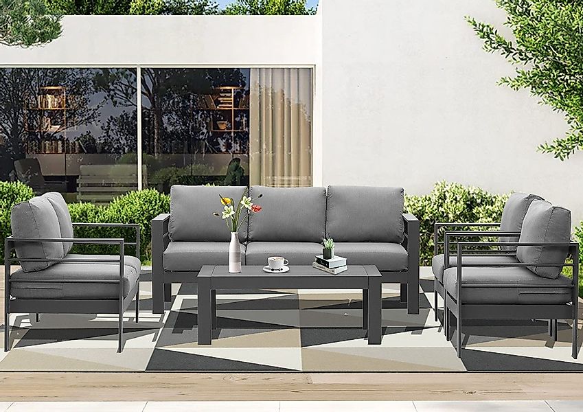 MeXo Gartenlounge-Set Gartenmöbel Set Aluminium Loungeset günstig online kaufen