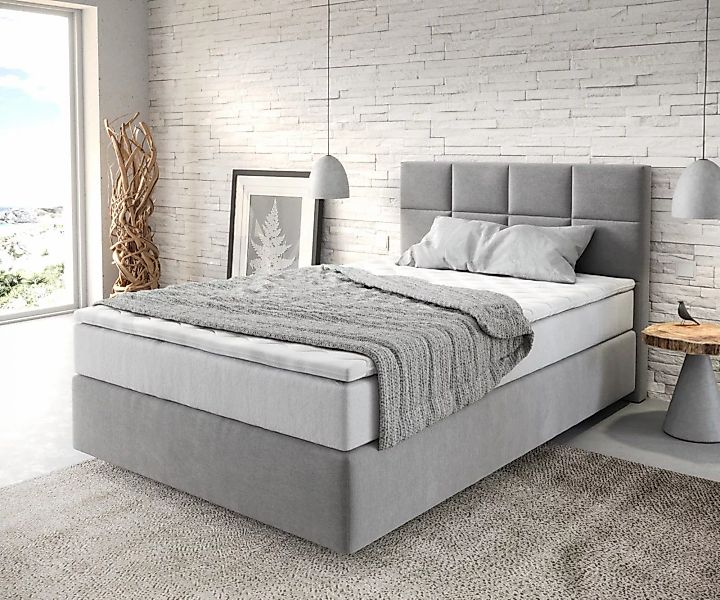DELIFE Boxspringbett Dream-Fine, Mikrofaser Grau 120x200 günstig online kaufen