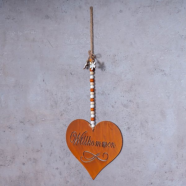 Levandeo® Dekoobjekt, Schild Willkommen 19x16cm Herz günstig online kaufen
