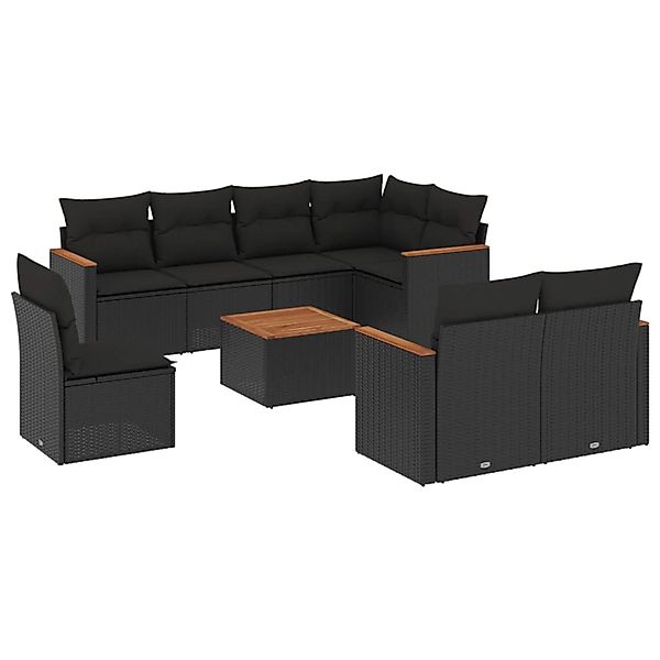 vidaXL 9-Tlg Garten-Sofagarnitur mit Kissen Schwarz Poly Rattan 3226167 günstig online kaufen