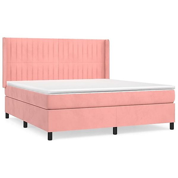 vidaXL Boxspringbett, Boxbett mit Matratze Rosa 180x200 cm Samt günstig online kaufen