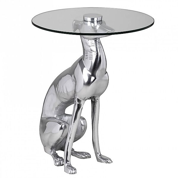Design Deko Beistelltisch Figur DOG aus Aluminium Farbe Silber B/H/T ca. 40 günstig online kaufen