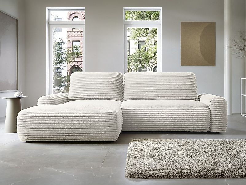 Goldstoff Ecksofa mit Schlaffunktion und Bettkasten, günstig online kaufen