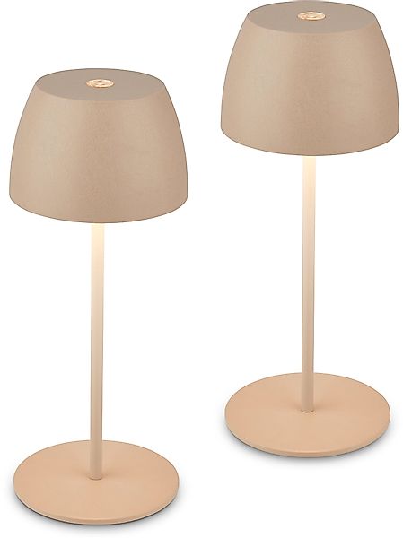 Briloner Leuchten Tischleuchte »2er Set LED Tischlampe kabellos, beige«, 2e günstig online kaufen