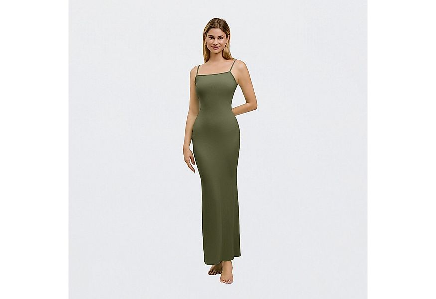 Creamy Fabrics Jerseykleid Ribbed Cami Maxikleid-Army Green-S (1-tlg) günstig online kaufen