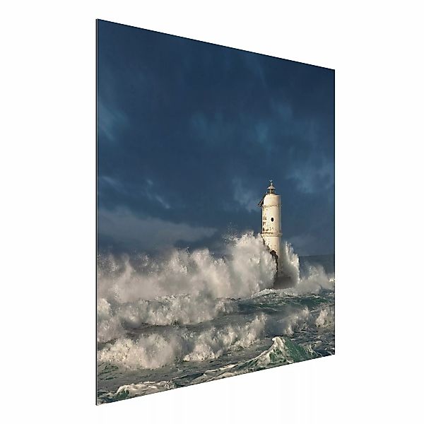 Alu-Dibond Bild - Quadrat Leuchtturm auf Sardinien günstig online kaufen