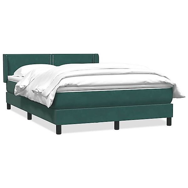 vidaXL Boxspringbett, Boxspringbett mit Matratze Dunkelgrün 140x210 cm Samt günstig online kaufen