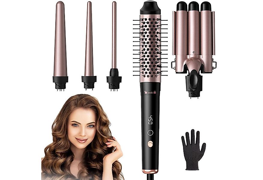 Comfy Mate Lockenstab 5 in 1 Lockenstäbe Set mit Thermobürste, Lockenstab m günstig online kaufen