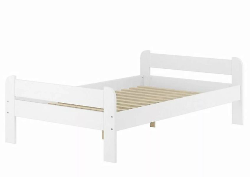 ERST-HOLZ Bett Massivholz Einzelbett robustes breites weiß 120x200 Kiefer, günstig online kaufen