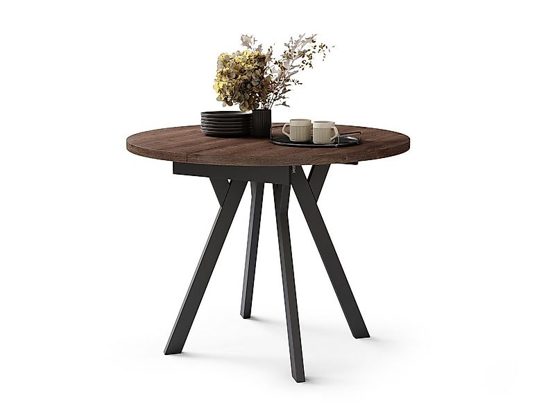designimpex Esstisch Design Esstisch Aldo ausziehbar 90 cm bis 145 cm rund günstig online kaufen