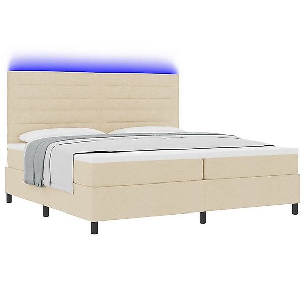 vidaXL Bett Boxspringbett mit Matratze & LED Creme 200x200 cm Stoff (1-tlg) günstig online kaufen