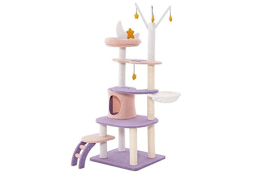 COSTWAY Kratzbaum, mit Katzenhöhle & Leiter & Hängematte, 59x49x158cm günstig online kaufen