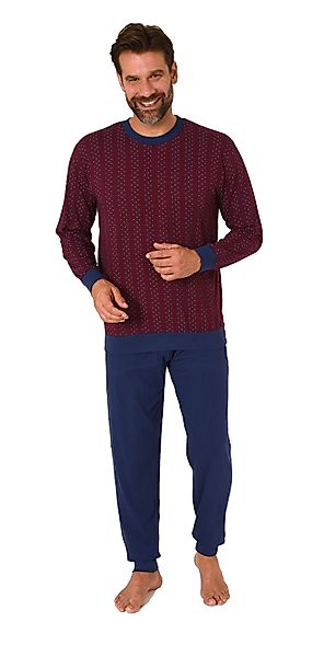 Normann Pyjama Herren Schlafanzug lang mit Bündchen in eleganter Minimalpri günstig online kaufen