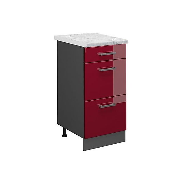 Vicco Küchenschrank R-Line Schubladenschrank für die Küche Bordeaux Hochgla günstig online kaufen