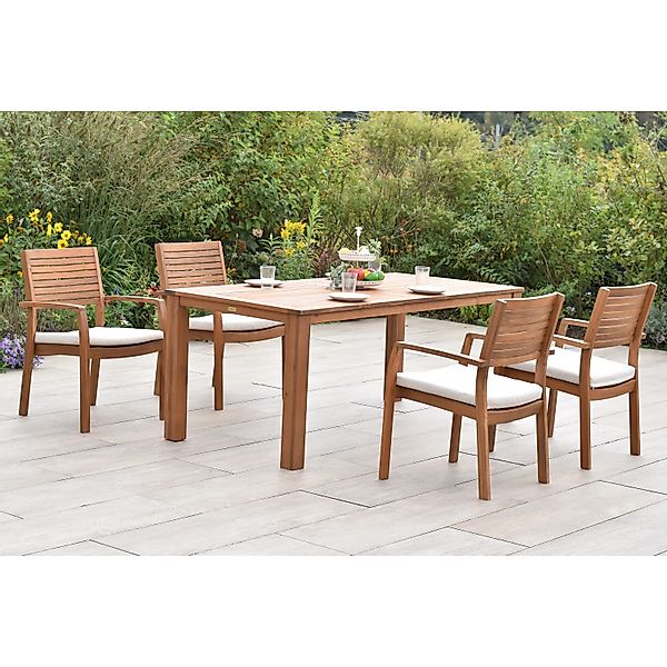 Merxx Batavia Set 9-tlg. 4 Stapelsessel 4 Auflagen Gartentisch 185 x 90 cm günstig online kaufen