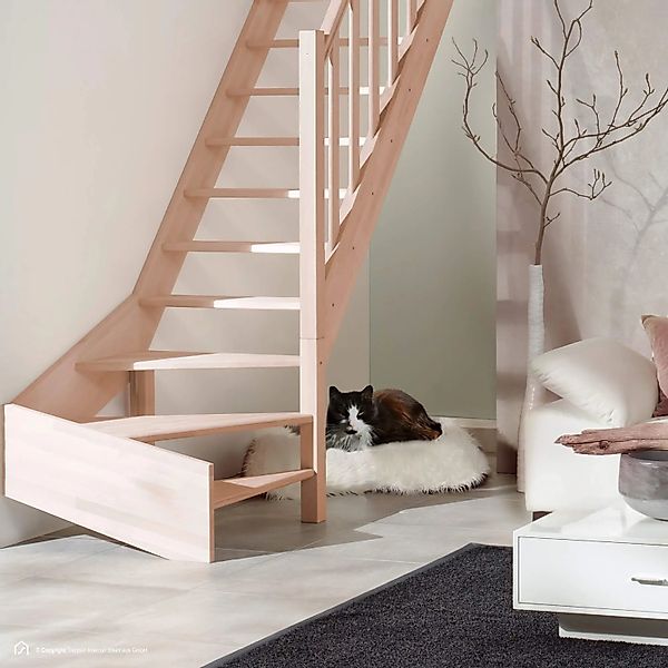 Treppen Intercon Holztreppe Casablanca Raumspartreppe Buche Naturbelassen R günstig online kaufen