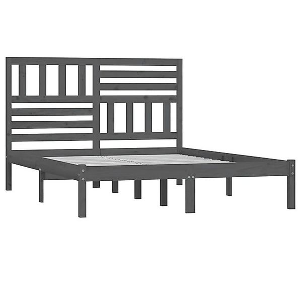 vidaXL Bett Massivholzbett Grau 135x190 cm Kiefer günstig online kaufen