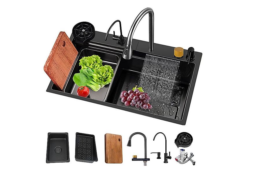 cocosity Küchenspüle Edelstahl-Unterbau-Küchenspüle mit Schneidebrett für Z günstig online kaufen