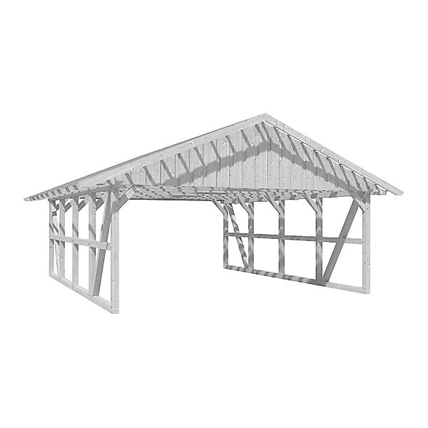 Skan Holz Carport Schwarzwald mit Dachlattung  684 x 772 cm Weiß günstig online kaufen