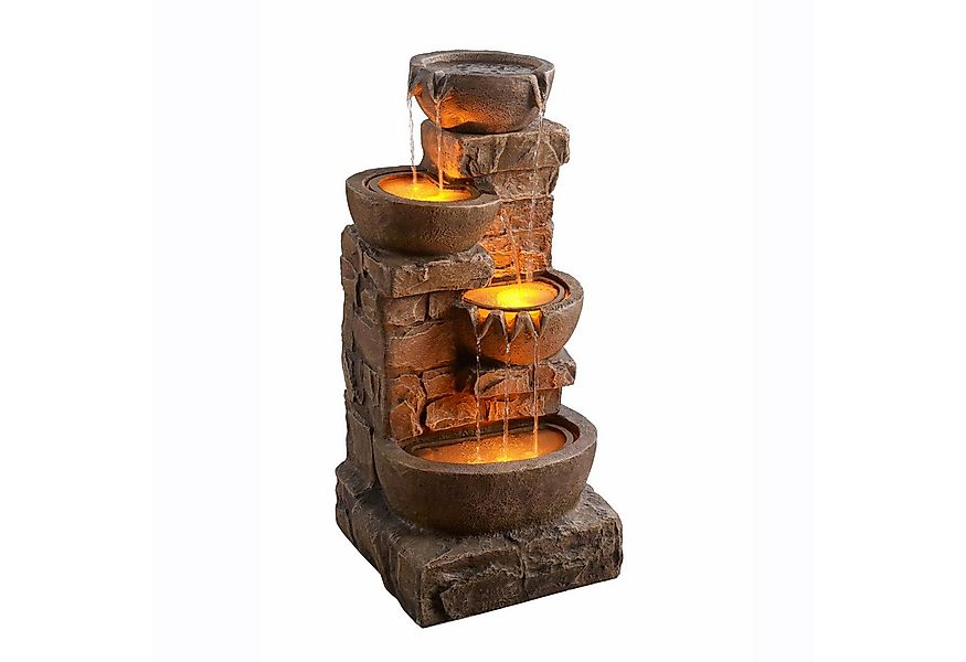Teamson Home Gartenbrunnen mit LED Polyresin braun H84 cm günstig online kaufen