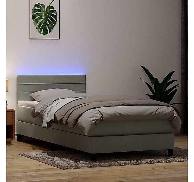 vidaXL Boxspringbett, Boxspringbett mit Matratze Hellgrau 80x220 cm Samt günstig online kaufen