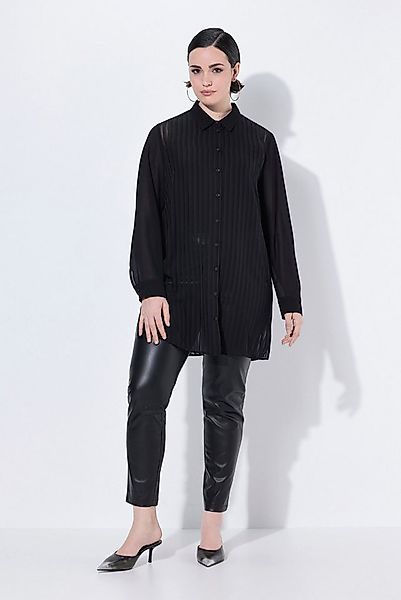 Ulla Popken Hemdbluse Hemdbluse transparente Streifen Langarm günstig online kaufen