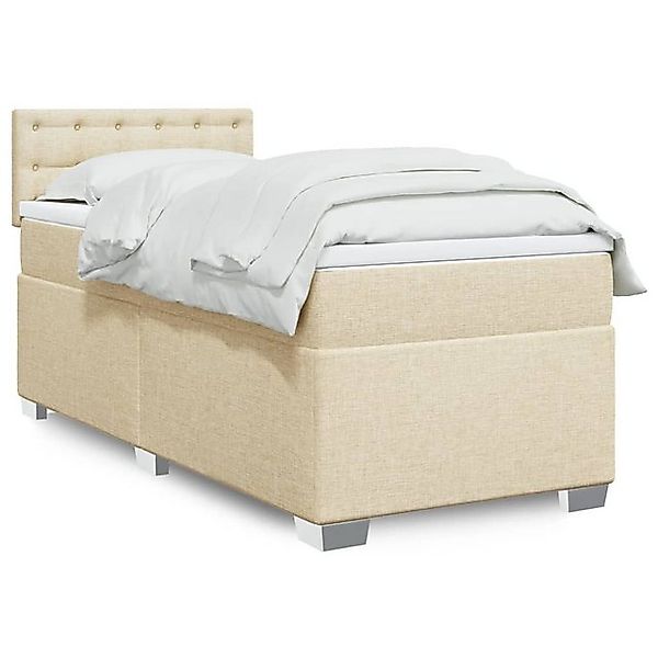 furnicato Bettgestell Boxspringbett mit Matratze Creme 80x200 cm Stoff günstig online kaufen