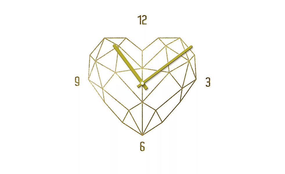 Glasuhr rund  Golden Polygon Heart - Dekoration > Uhren & Wetterstationen - günstig online kaufen