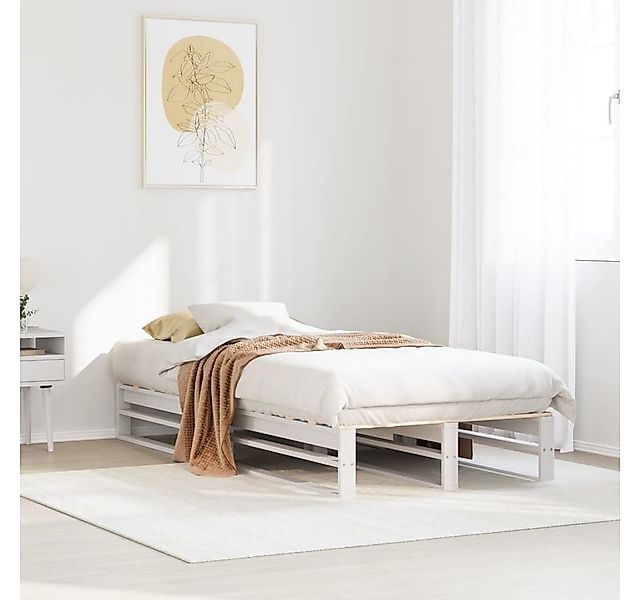 vidaXL Bett, Massivholzbett ohne Matratze Weiß 100x200 cm Kiefernholz günstig online kaufen