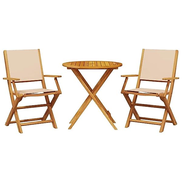 vidaXL 3-tlg Bistro-Set Beige Stoff und Massivholz Modell 8 günstig online kaufen