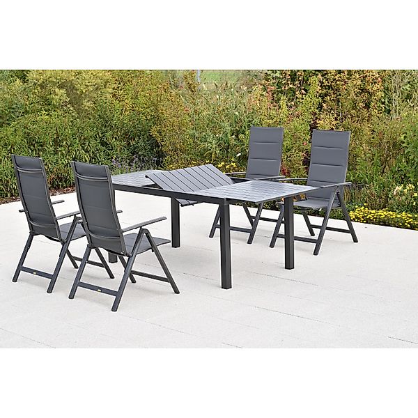 Merxx Taviano Set 5-tlg. 4 Klappsessel Gartentisch Ausziehbar 150 (200) x 9 günstig online kaufen