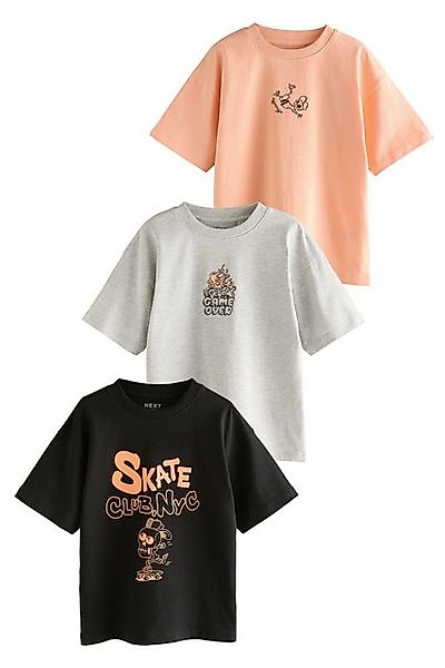 Next Print-Shirt 3er-Pack Relaxed Fit Kurzarm-T-Shirts mit Grafik (3-tlg) günstig online kaufen
