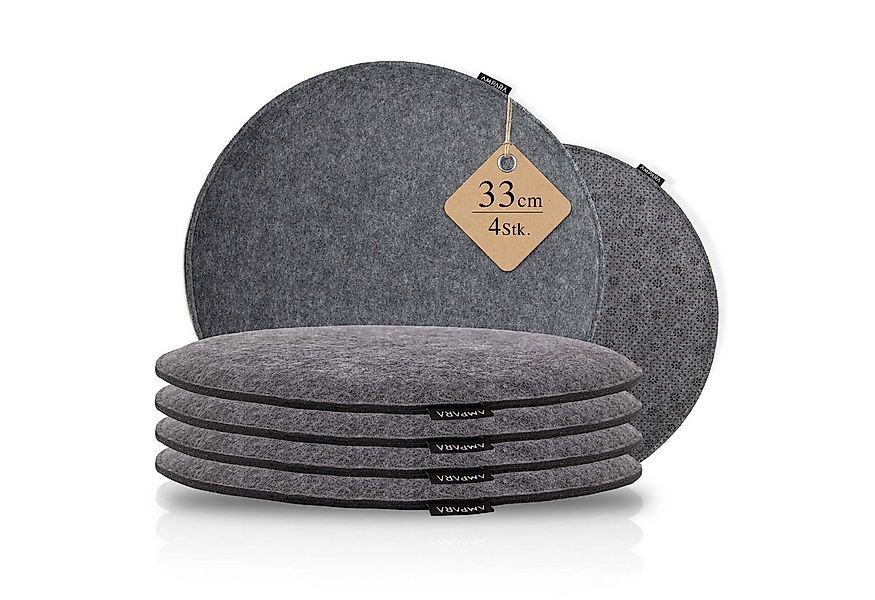 AMPARA Stuhlkissen rund 33 cm - 4er Set - für Stuhl, Bank, Lounge etc., Rut günstig online kaufen