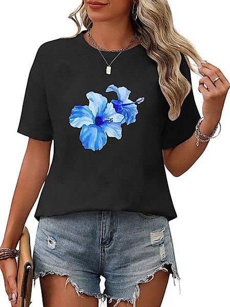 PYL T-Shirt Damen Sommer Oversize-Shirt mit Blumen Grafik Druck günstig online kaufen