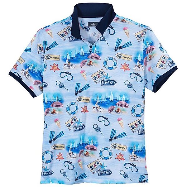 RAGMAN Poloshirt Ragman Poloshirt Übergröße Alloverprint Beach blau günstig online kaufen