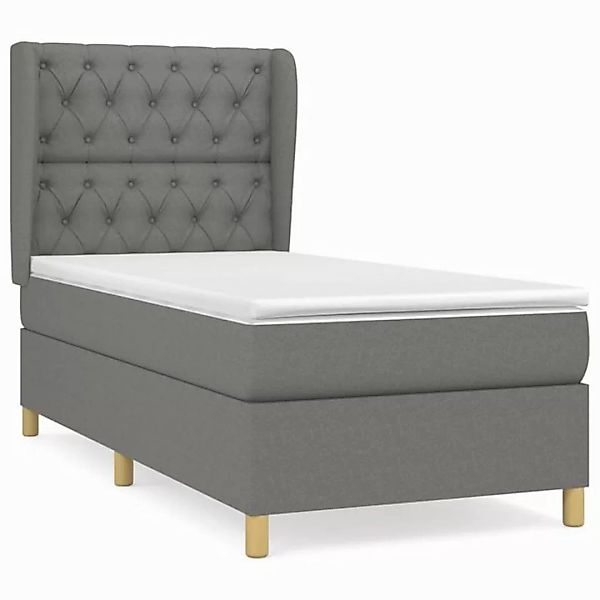 furnicato Bett Boxspringbett mit Matratze Dunkelgrau 80x200 cm Stoff (1-tlg günstig online kaufen