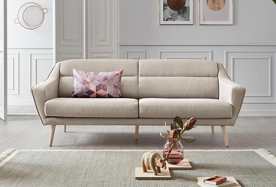 OTTO home 3-Sitzer "Bille" mit Naht im Rückenkissen und Eiche-Beinen, Desig günstig online kaufen