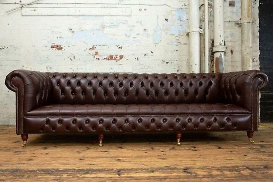 JVmoebel 4-Sitzer Chesterfield 4 Sitzers Klassische Luxus Sofa 100% Leder S günstig online kaufen