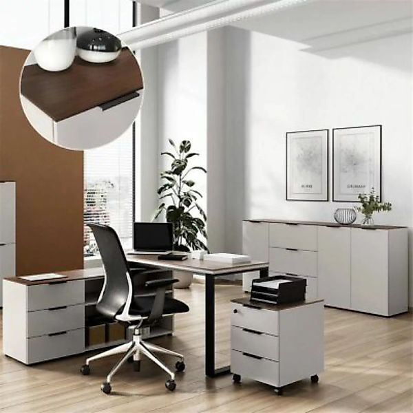 Lomadox Büromöbel Set Winkelschreibtisch mit Sideboard CHOLET-01 Kaschmir b günstig online kaufen