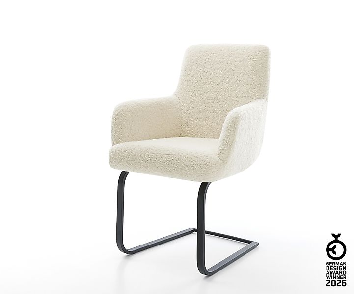 Freischwinger Heira-Flex mit Armlehnen Teddystoff Beige Freischwinger flach günstig online kaufen