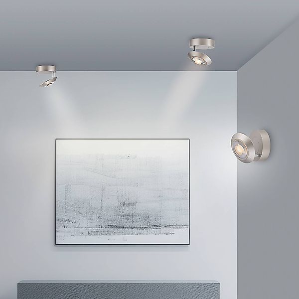 PURE LED-Deckenlampe Oculis, silberfarben Ø 15 cm Eisen/Glas günstig online kaufen